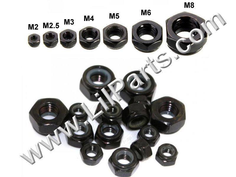 Black Oxide Steel Lock Nuts  DIN912 Fender Body Engine M2-0.4mm
