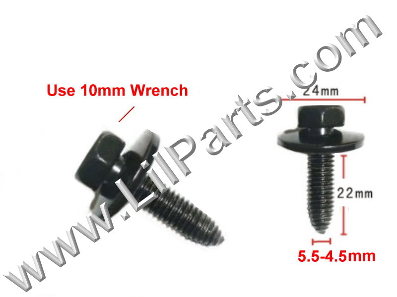 GM Body Fender Bolt Washer Screw Sheet Metal M6-1.0 x 25mm 10mm Hex Head Black 11503982 11504493 11609989  PN:[H2075]