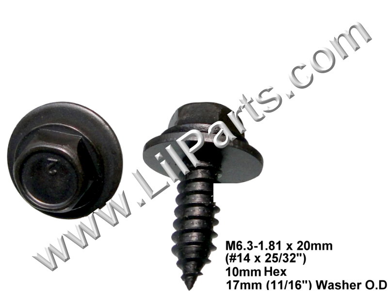 Hex Washer Head Sems Body Fender Screw Bolt A12351 GM 11505022 M6.3-1.81 x 20mm PN:[H2076/H2067]