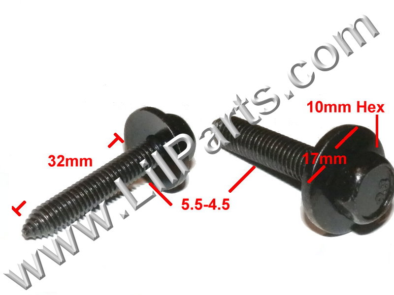 GM Body Fender Bolt Washer Screw Sheet Metal M6 x 1.0 x 32mm 10mm Hex Head Black  PN:[H2084]