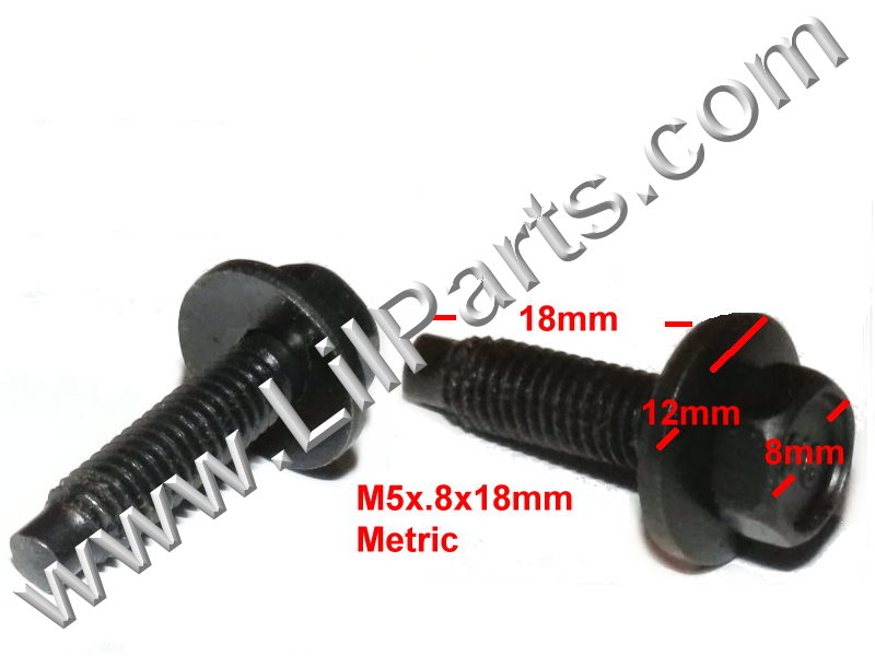 Black Metric Dog Bolt Captive Washer Car Body Fender M5 x .8 x18mm 8mm Hex Trim  PN:[H2085]