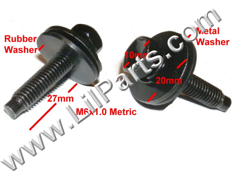 Black Metric Dog Bolt Captive Washer Car Oil Plug Screw M6 x 1 x27mm 10mm Hex  PN:[H2086]