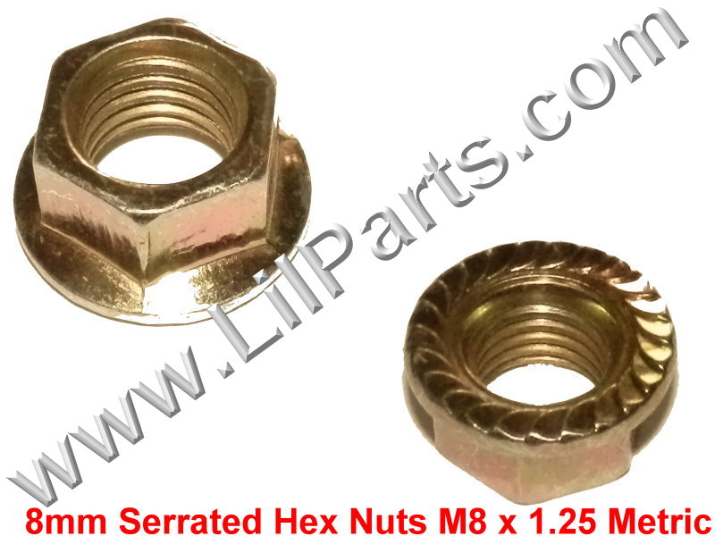 Zinc Plated Flange 8mm Serrated Hex Nuts M8 x 1.25 Metric Thread Car Body  PN:[H2115]