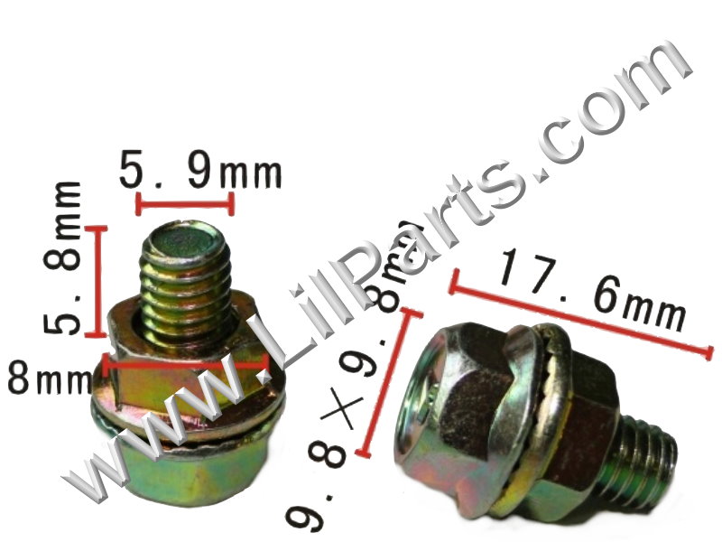 Yellow Zinc Annodized 6mm Hex Flange Bolt & Nut M6 x 1.0 Metric Fender Body  PN:[H2059]