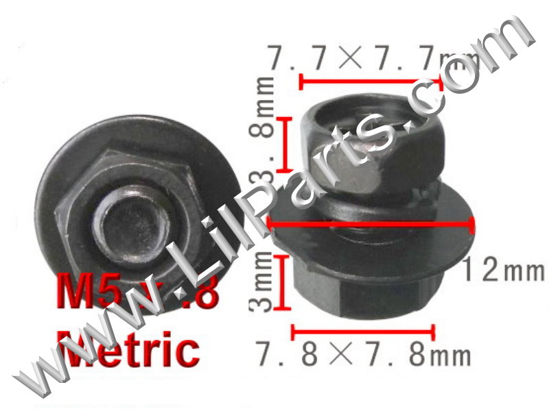 LilParts Anodized Metric Hex Dog Point Bolt With Captive Washer - M5-0.8 X 21mm For Car Body Fender