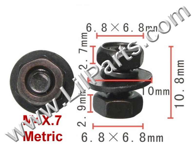 Black 4mm Hex Bolts Washers Nut M4 x .7 Metric Thread Fender Body Panel Trim Car Nissan Infinity PN:[H2057]