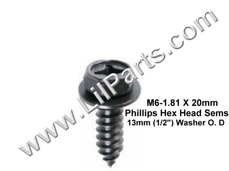 M6-1.81 x 20mm Phillips Hex Head Sems Tapping Screw Mitsubishi MS452348 Auveco 21744 PN:[H2066]