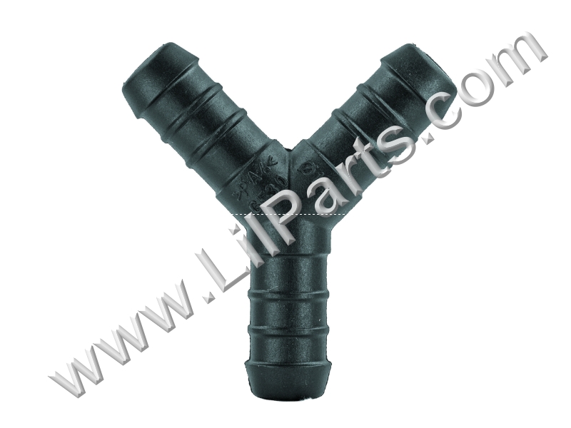 Barbed hose joiners,glass fibre reinforced Polyamide 6. Safe for use between -40C & +140C. Resistant to chemicals including hydrocarbons,oils,fuel,cooling system fluids,weak acids & alkalis. Wye Vacuum Tubing Connector Fitting 14mm x 14mm x 14mm 9/16in x 9/16in x 1-1/4in PN:708A