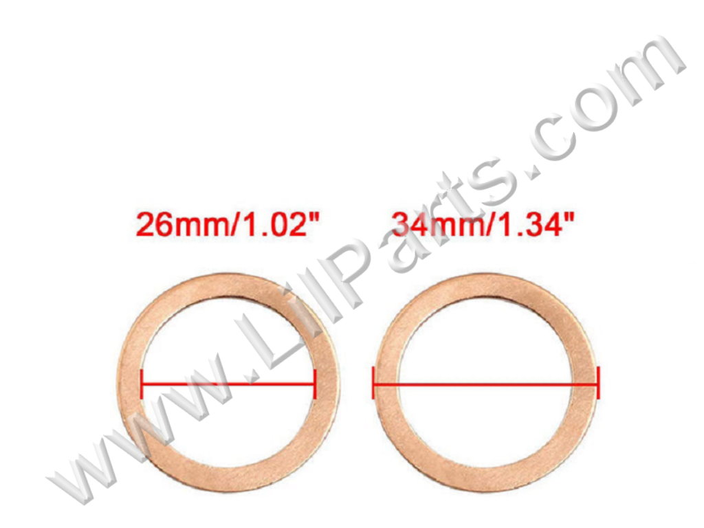 Copper Flat Washer Gasket Copper Crush Sealing Ring for Engine Oil Drain Plug Compatible with Copper Flat Washer M26x34x2mm, Various