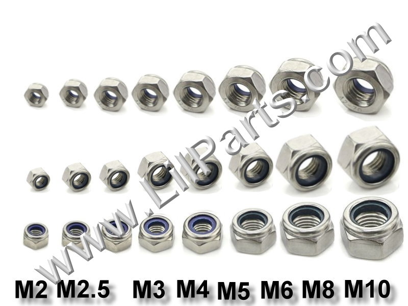 Stainless Steel Lock Nuts 304 18-8 DIN912 Fender Body Engine M5-0.8mm