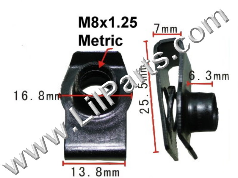 M8-1.25 Zinc Plated U J Fold Over Clip On Extruded Nut Sheet Metal Body Fender PN:[H2051]