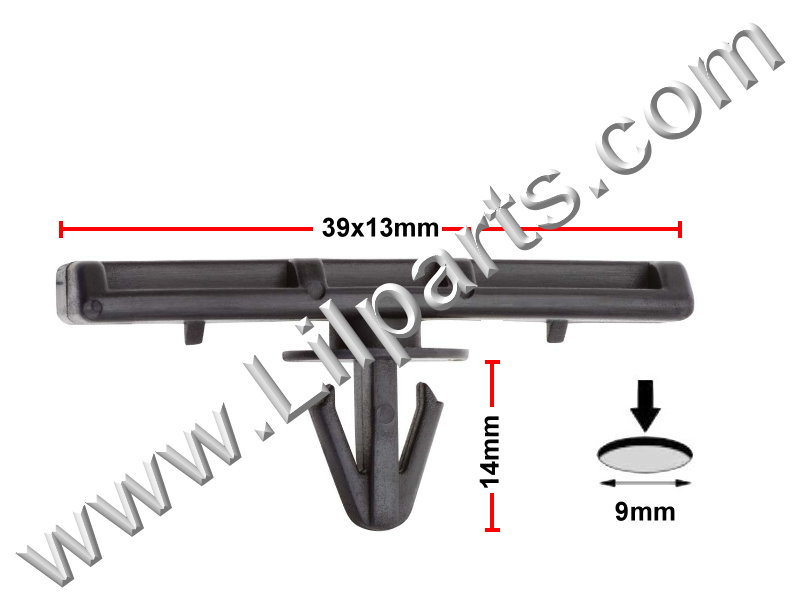 thumbnail image 2 of Set Of 10 Gray Rocker Panel Moulding Clips – For Ford 6G1Z-5410182-A (Replaces W716350-S300) 2 of 4