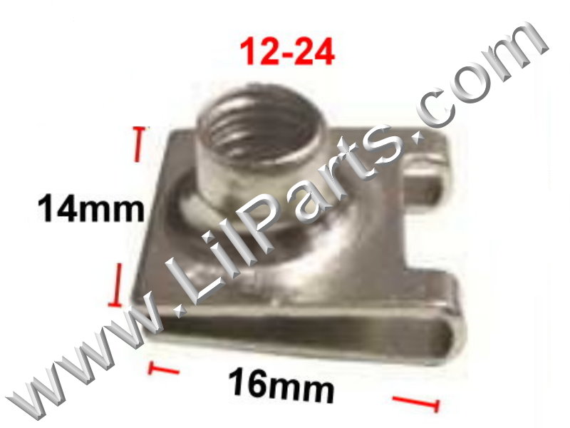 Zinc Plated U J Fold Over Clip On Extruded Nut 12-24 Dash Metal Body Fender